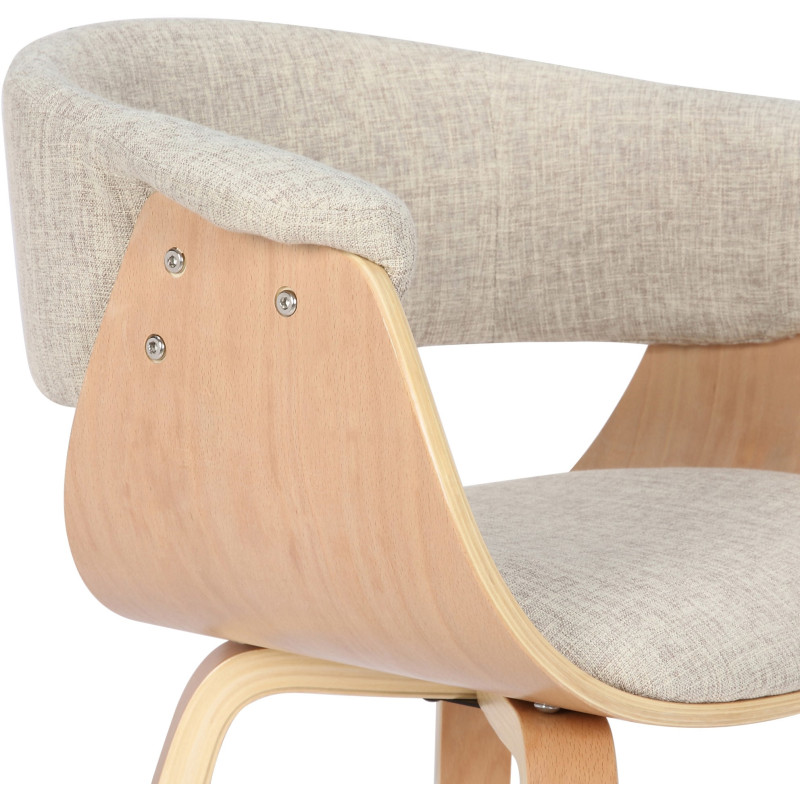 Fauteuil de table moderne en Tissu Blanc crème Bois Naturel Anatole - 6