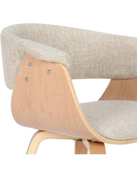 Fauteuil de table moderne en Tissu Blanc crème Bois Naturel Anatole - 6