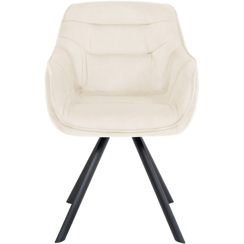 Fauteuil de table pivotant moderne en Velours Blanc crème Métal Noir Ardryn - 2