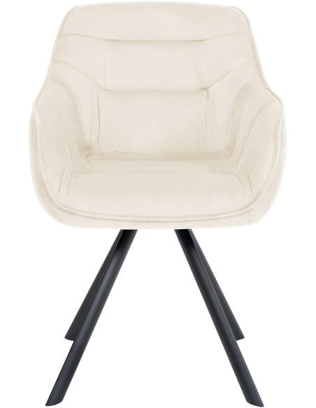 Fauteuil de table pivotant moderne en Velours Blanc crème Métal Noir Ardryn - 2