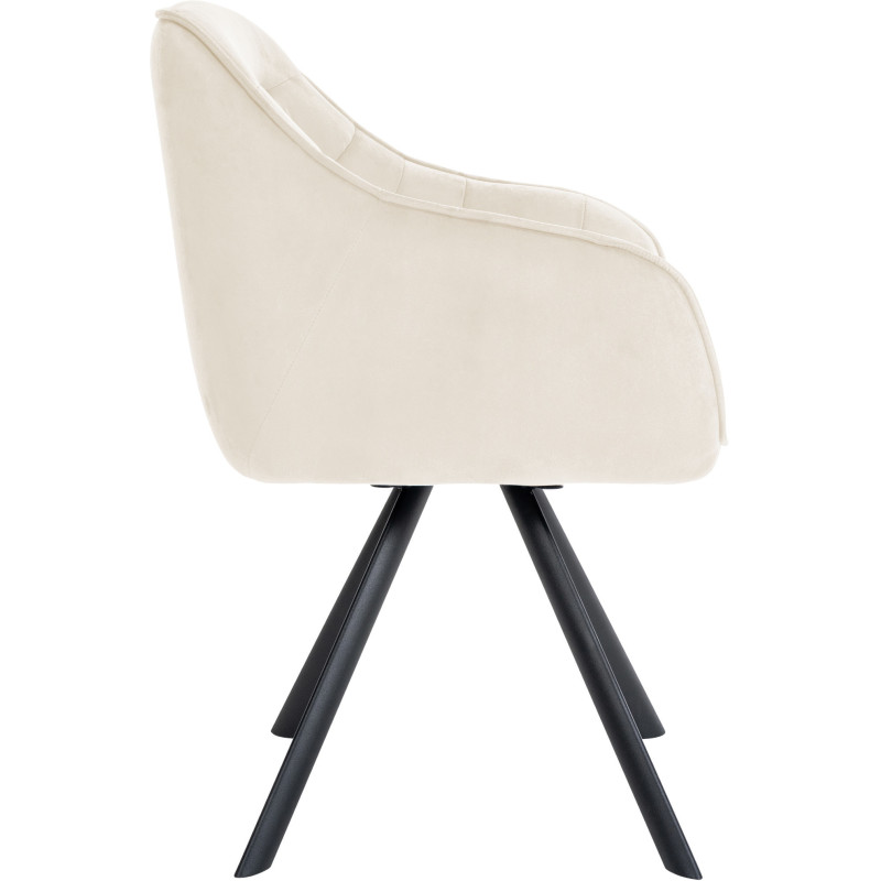 Fauteuil de table pivotant moderne en Velours Blanc crème Métal Noir Ardryn - 3