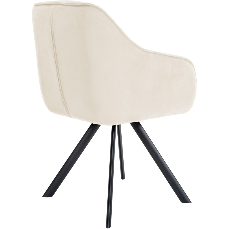 Fauteuil de table pivotant moderne en Velours Blanc crème Métal Noir Ardryn - 4