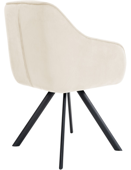 Fauteuil de table pivotant moderne en Velours Blanc crème Métal Noir Ardryn - 4