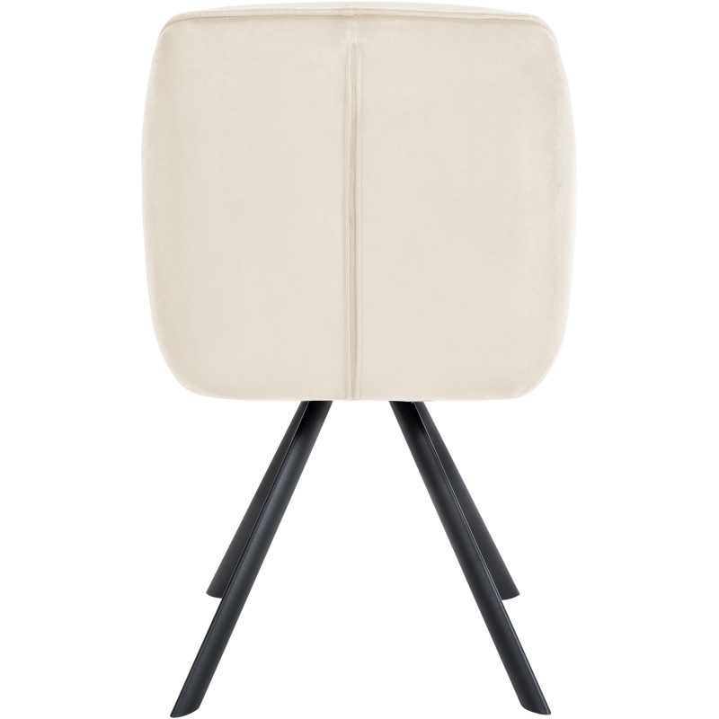 Fauteuil de table pivotant moderne en Velours Blanc crème Métal Noir Ardryn - 5