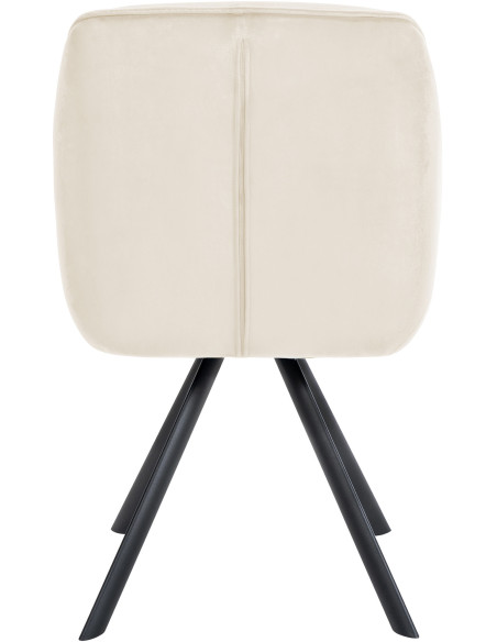 Fauteuil de table pivotant moderne en Velours Blanc crème Métal Noir Ardryn - 5