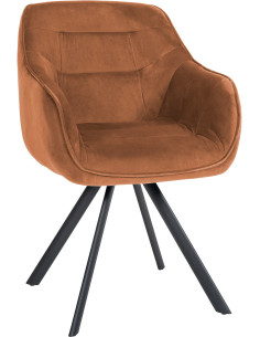 Fauteuil de table pivotant moderne en Velours Marron café Métal Noir Ardryn - 1