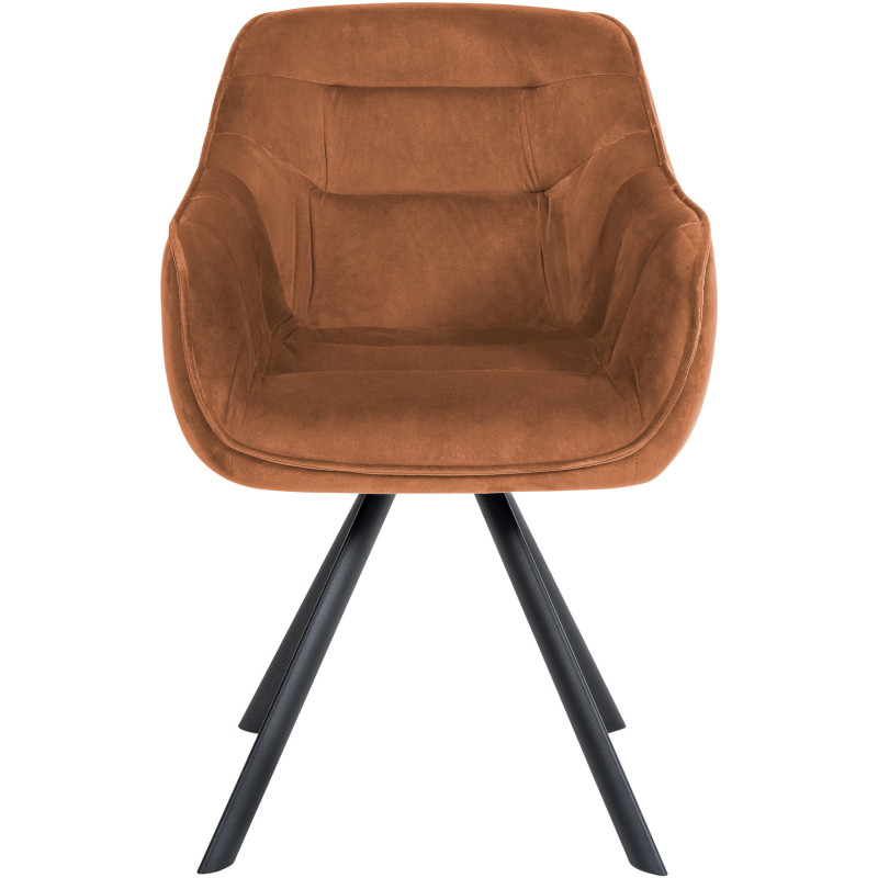 Fauteuil de table pivotant moderne en Velours Marron café Métal Noir Ardryn - 2