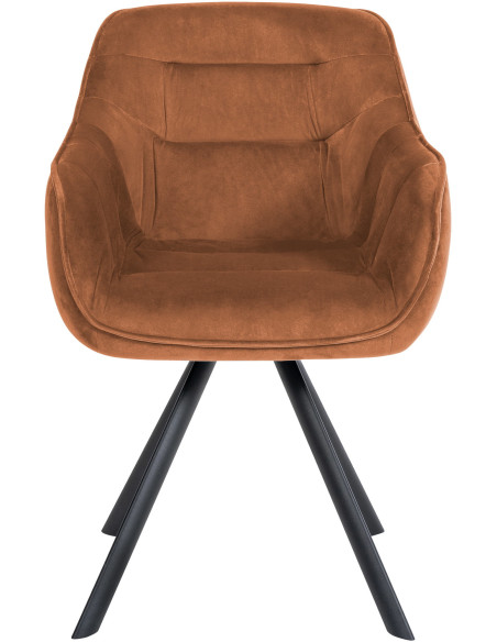 Fauteuil de table pivotant moderne en Velours Marron café Métal Noir Ardryn - 2