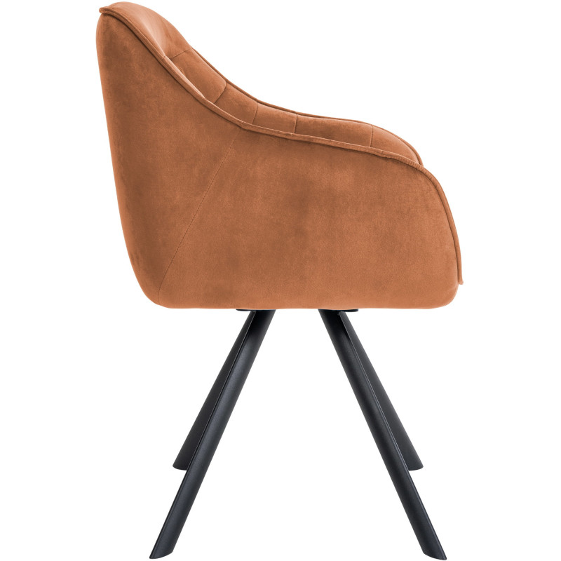 Fauteuil de table pivotant moderne en Velours Marron café Métal Noir Ardryn - 3
