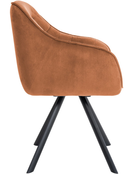 Fauteuil de table pivotant moderne en Velours Marron café Métal Noir Ardryn - 3