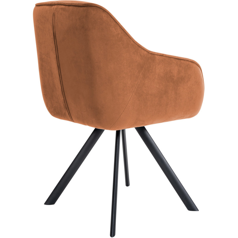Fauteuil de table pivotant moderne en Velours Marron café Métal Noir Ardryn - 4