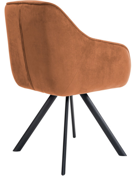 Fauteuil de table pivotant moderne en Velours Marron café Métal Noir Ardryn - 4