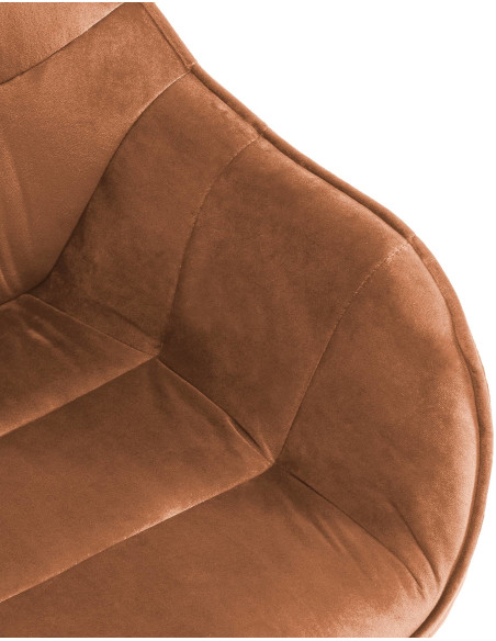 Fauteuil de table pivotant moderne en Velours Marron café Métal Noir Ardryn - 6