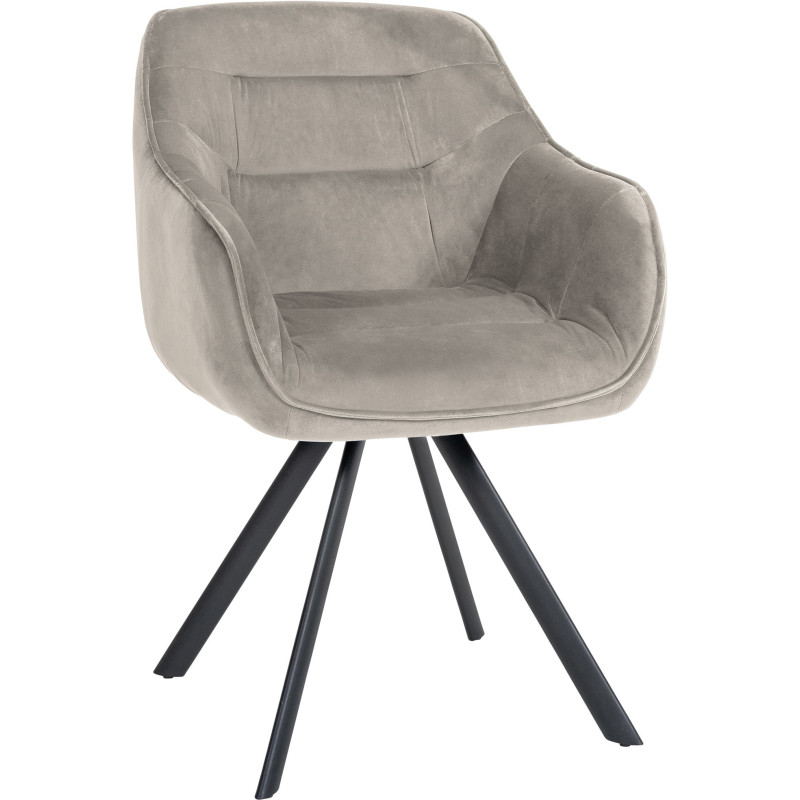 Fauteuil de table pivotant moderne en Velours Gris foncé Métal Noir Ardryn - 1