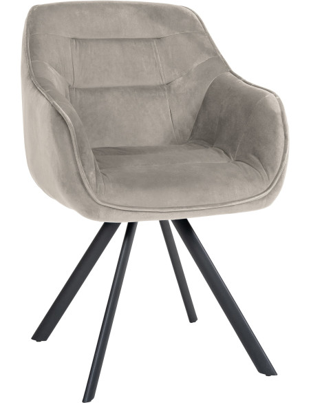 Fauteuil de table pivotant moderne en Velours Gris foncé Métal Noir Ardryn - 1