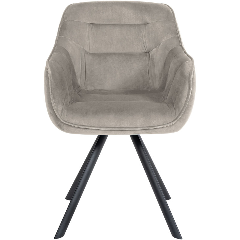 Fauteuil de table pivotant moderne en Velours Gris foncé Métal Noir Ardryn - 2