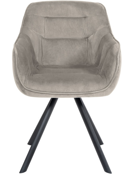 Fauteuil de table pivotant moderne en Velours Gris foncé Métal Noir Ardryn - 2