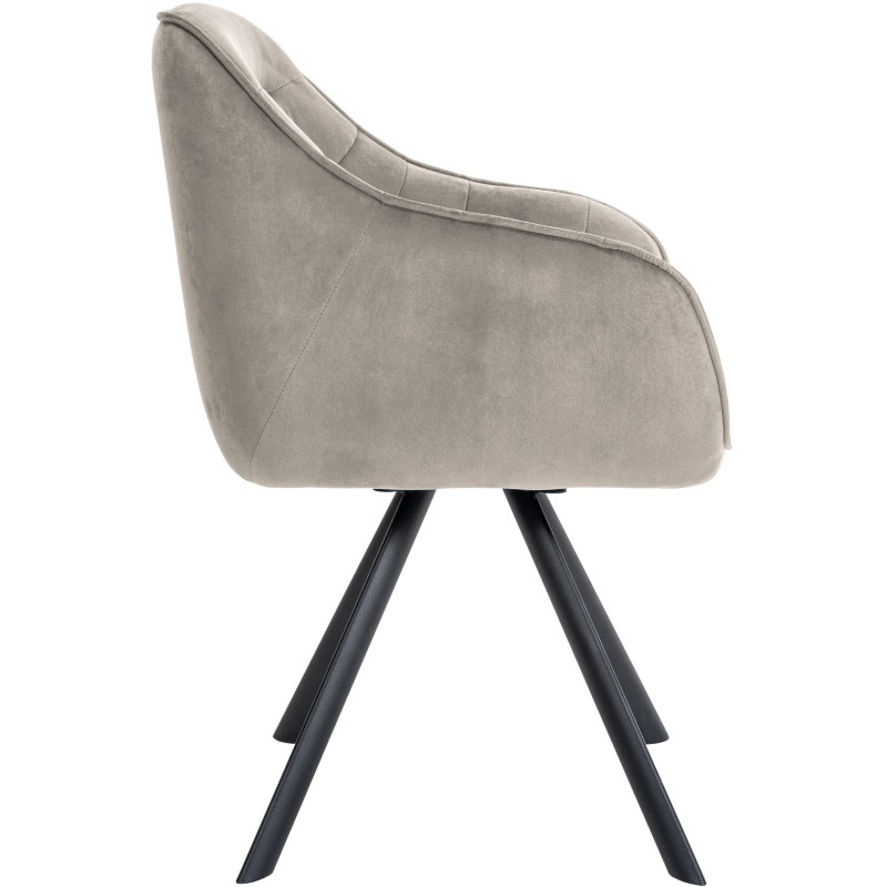 Fauteuil de table pivotant moderne en Velours Gris foncé Métal Noir Ardryn - 3