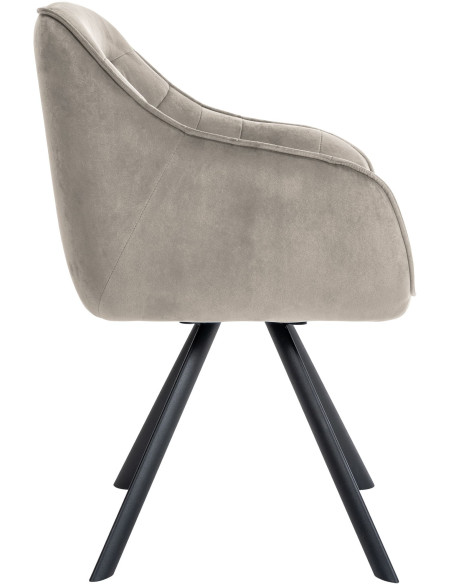 Fauteuil de table pivotant moderne en Velours Gris foncé Métal Noir Ardryn - 3