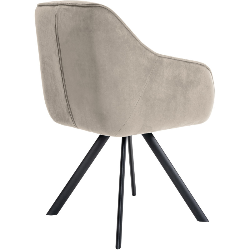 Fauteuil de table pivotant moderne en Velours Gris foncé Métal Noir Ardryn - 4