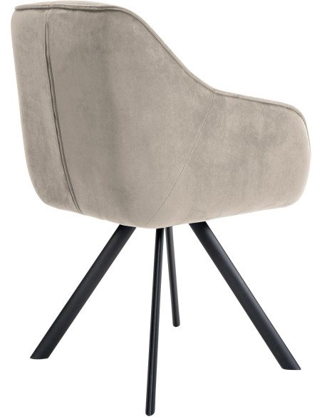 Fauteuil de table pivotant moderne en Velours Gris foncé Métal Noir Ardryn - 4