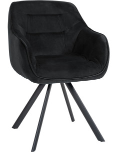 Fauteuil de table pivotant moderne en Velours Noir Métal Noir Ardryn  - 1