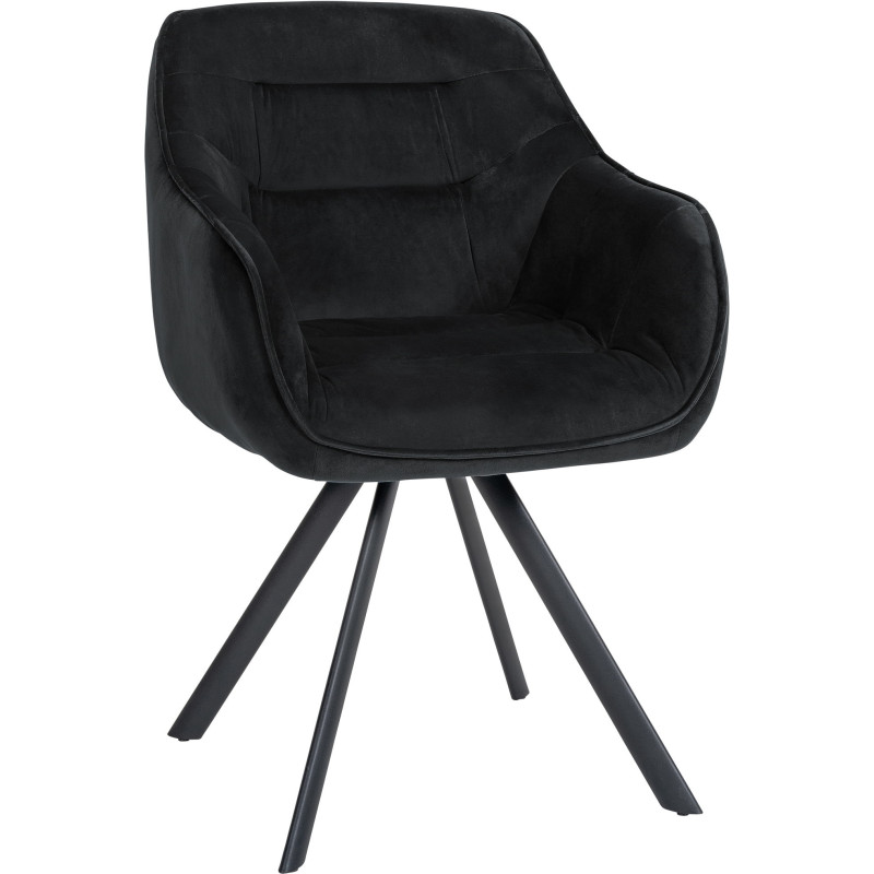 Fauteuil de table pivotant moderne en Velours Noir Métal Noir Ardryn  - 1