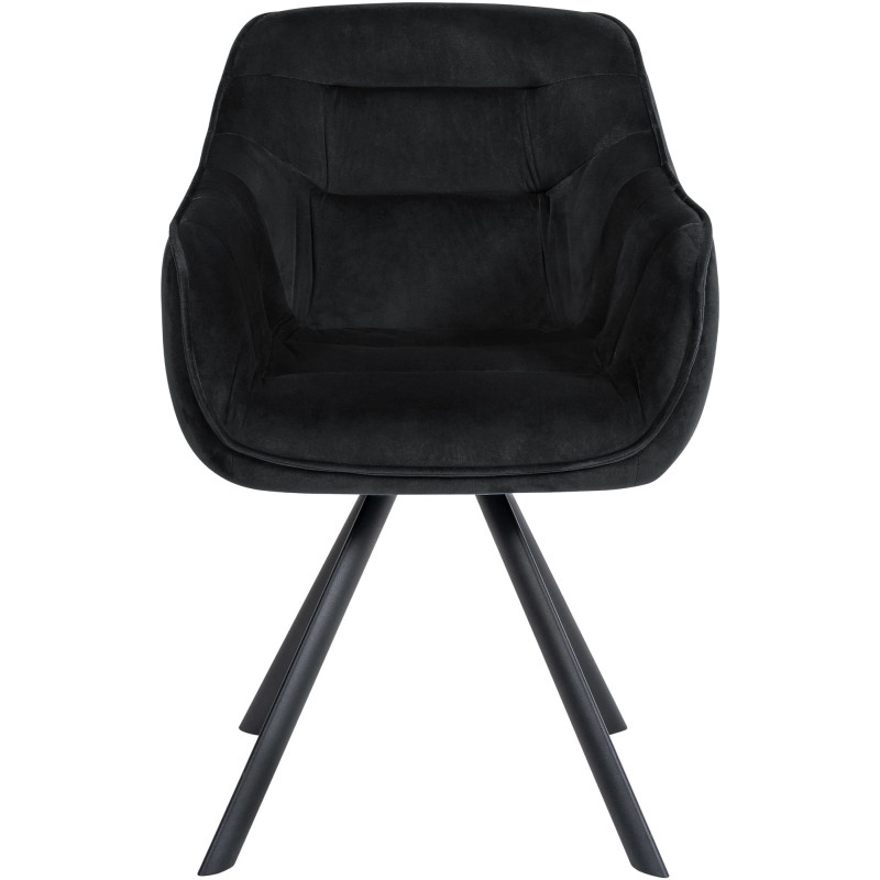 Fauteuil de table pivotant moderne en Velours Noir Métal Noir Ardryn  - 2