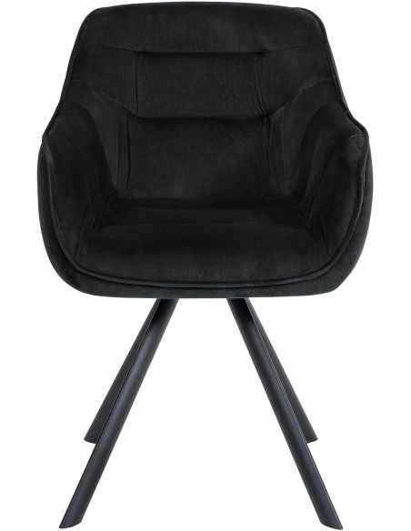 Fauteuil de table pivotant moderne en Velours Noir Métal Noir Ardryn  - 2
