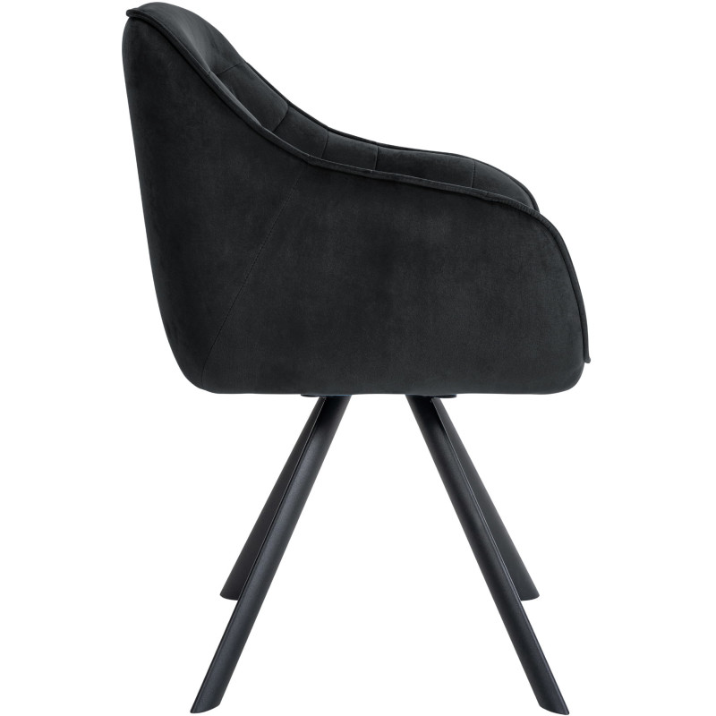 Fauteuil de table pivotant moderne en Velours Noir Métal Noir Ardryn  - 3