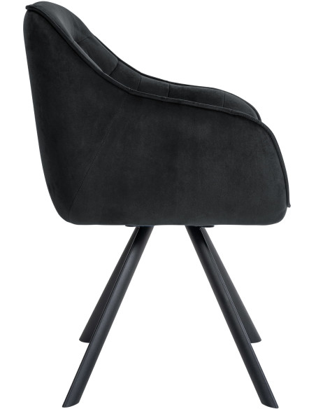 Fauteuil de table pivotant moderne en Velours Noir Métal Noir Ardryn  - 3