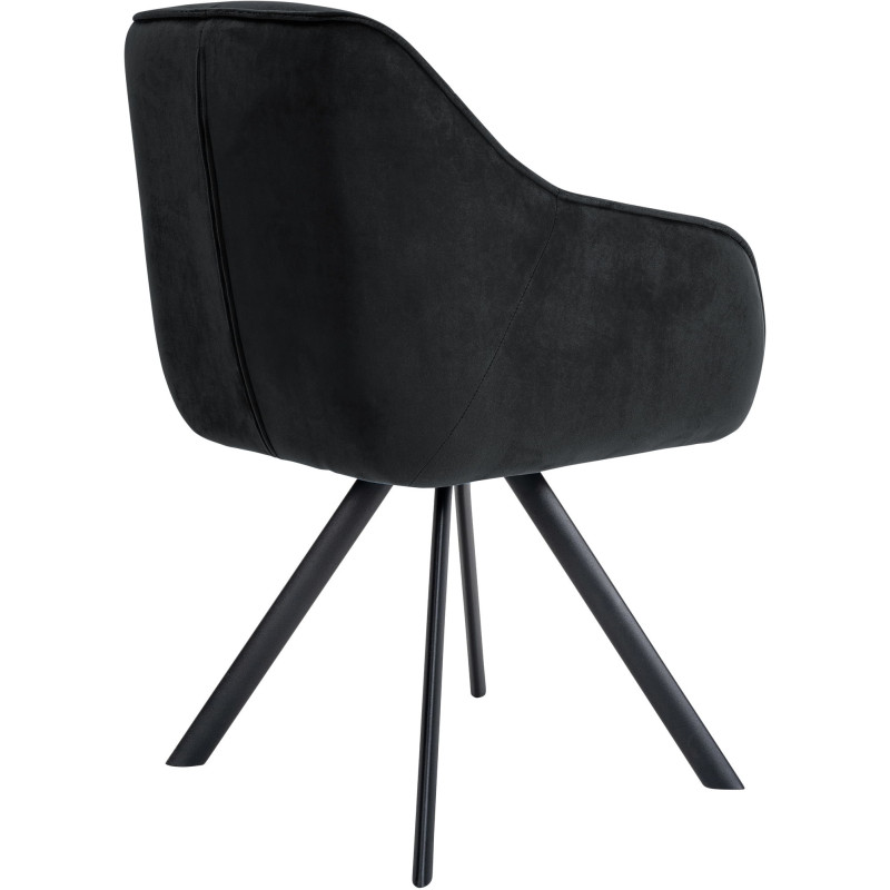 Fauteuil de table pivotant moderne en Velours Noir Métal Noir Ardryn  - 4