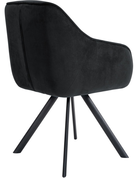 Fauteuil de table pivotant moderne en Velours Noir Métal Noir Ardryn  - 4