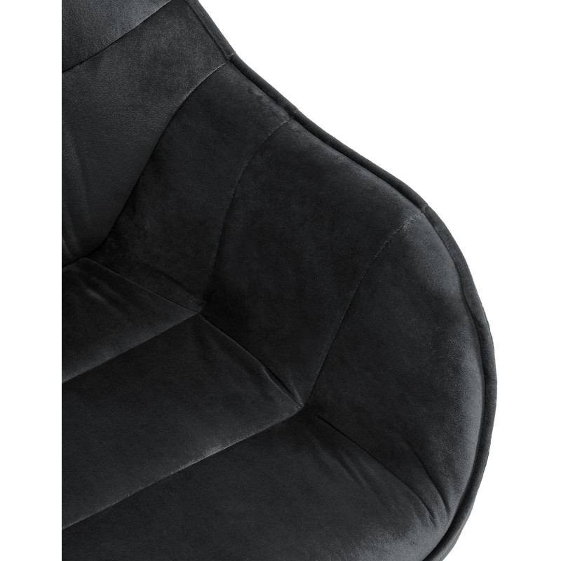 Fauteuil de table pivotant moderne en Velours Noir Métal Noir Ardryn  - 6