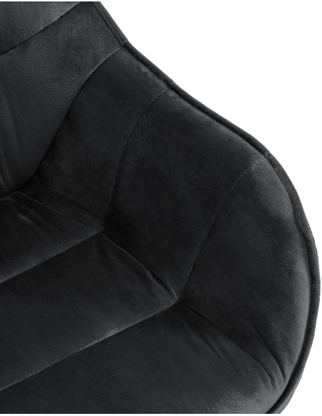 Fauteuil de table pivotant moderne en Velours Noir Métal Noir Ardryn  - 6
