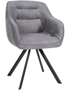 Fauteuil de table pivotant moderne en Tissu microfibre Gris Vieilli Métal Noir Ardryn - 1
