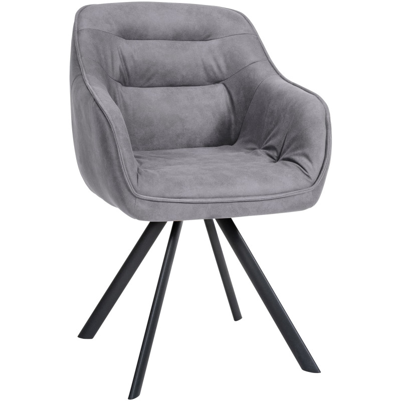 Fauteuil de table pivotant moderne en Tissu microfibre Gris Vieilli Métal Noir Ardryn - 1