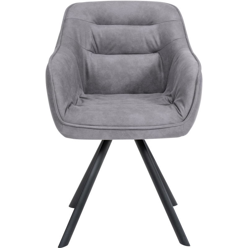 Fauteuil de table pivotant moderne en Tissu microfibre Gris Vieilli Métal Noir Ardryn - 2