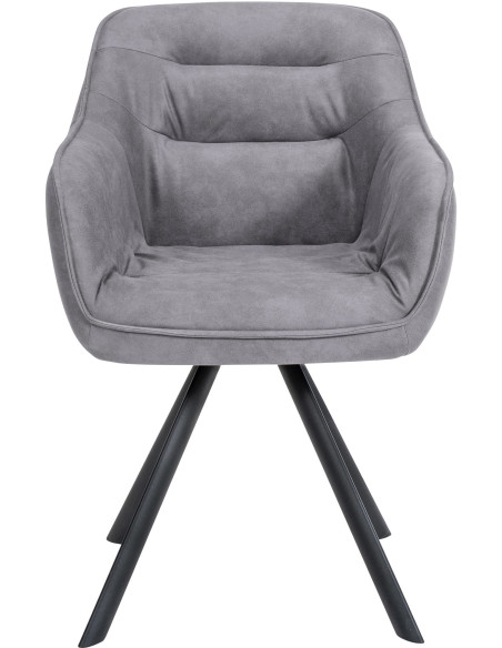 Fauteuil de table pivotant moderne en Tissu microfibre Gris Vieilli Métal Noir Ardryn - 2