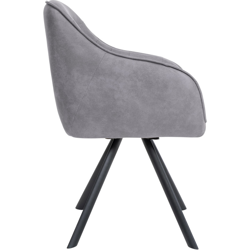 Fauteuil de table pivotant moderne en Tissu microfibre Gris Vieilli Métal Noir Ardryn - 3