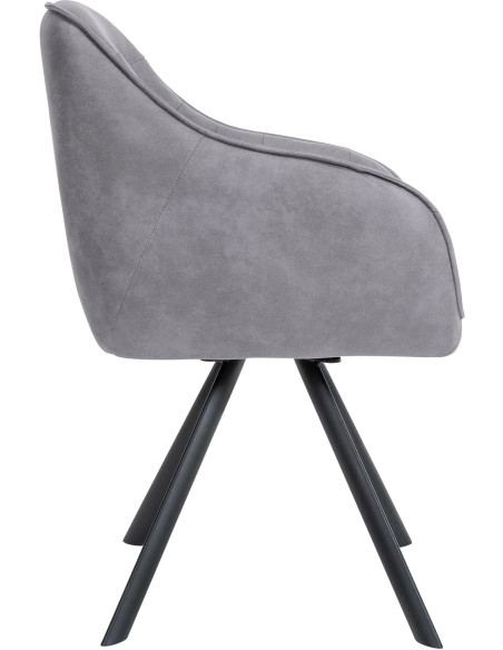 Fauteuil de table pivotant moderne en Tissu microfibre Gris Vieilli Métal Noir Ardryn - 3