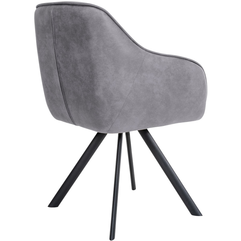 Fauteuil de table pivotant moderne en Tissu microfibre Gris Vieilli Métal Noir Ardryn - 4