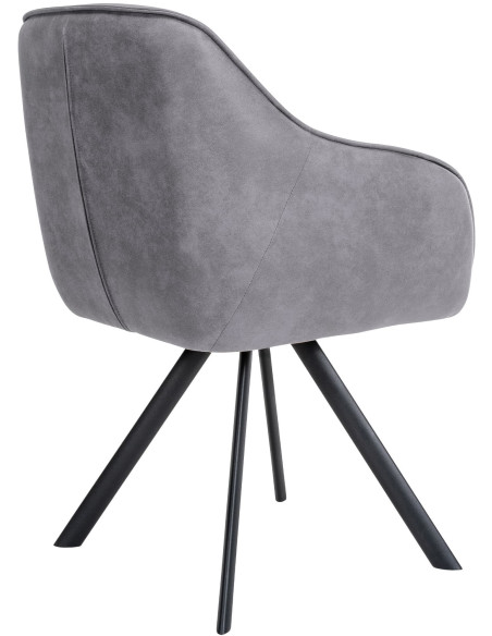 Fauteuil de table pivotant moderne en Tissu microfibre Gris Vieilli Métal Noir Ardryn - 4