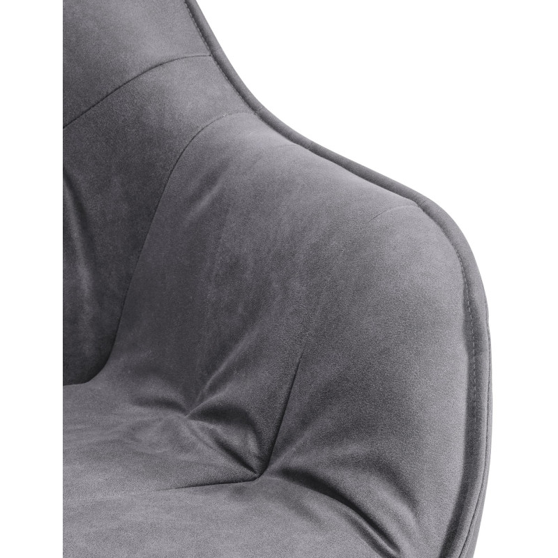 Fauteuil de table pivotant moderne en Tissu microfibre Gris Vieilli Métal Noir Ardryn - 6