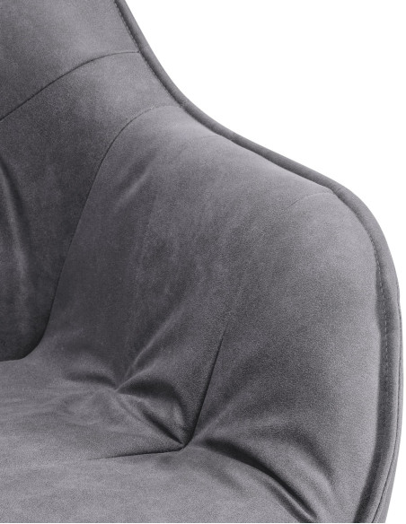 Fauteuil de table pivotant moderne en Tissu microfibre Gris Vieilli Métal Noir Ardryn - 6