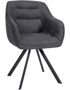 Fauteuil de table pivotant moderne en Tissu microfibre Noir Vieilli Métal Noir Ardryn - 1