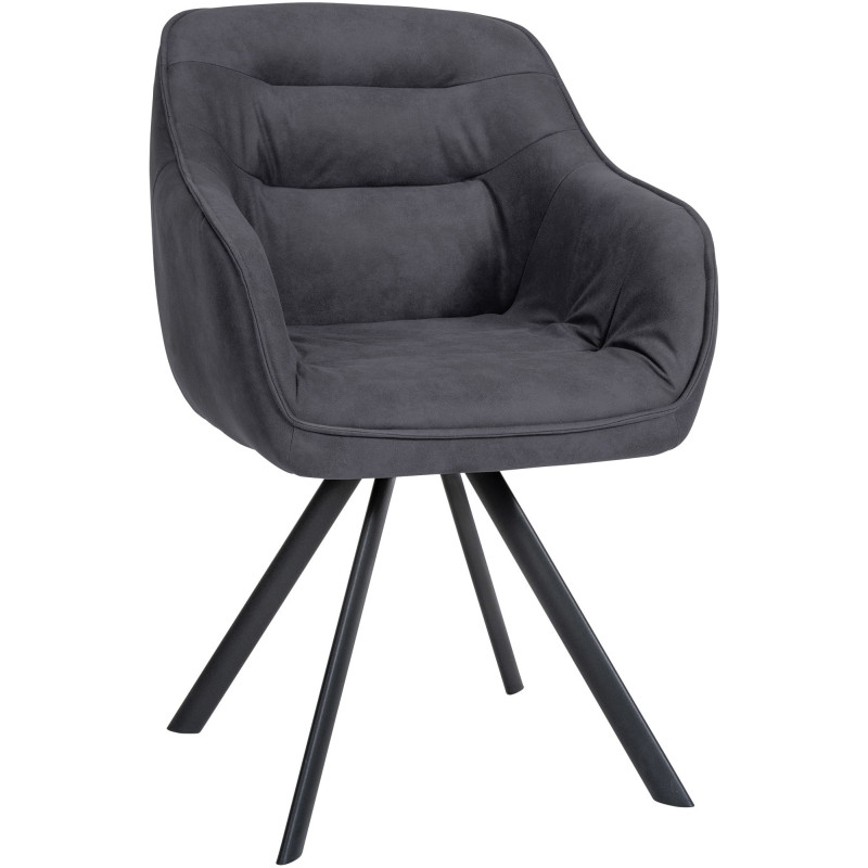 Fauteuil de table pivotant moderne en Tissu microfibre Noir Vieilli Métal Noir Ardryn - 1