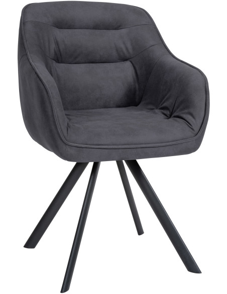 Fauteuil de table pivotant moderne en Tissu microfibre Noir Vieilli Métal Noir Ardryn - 1