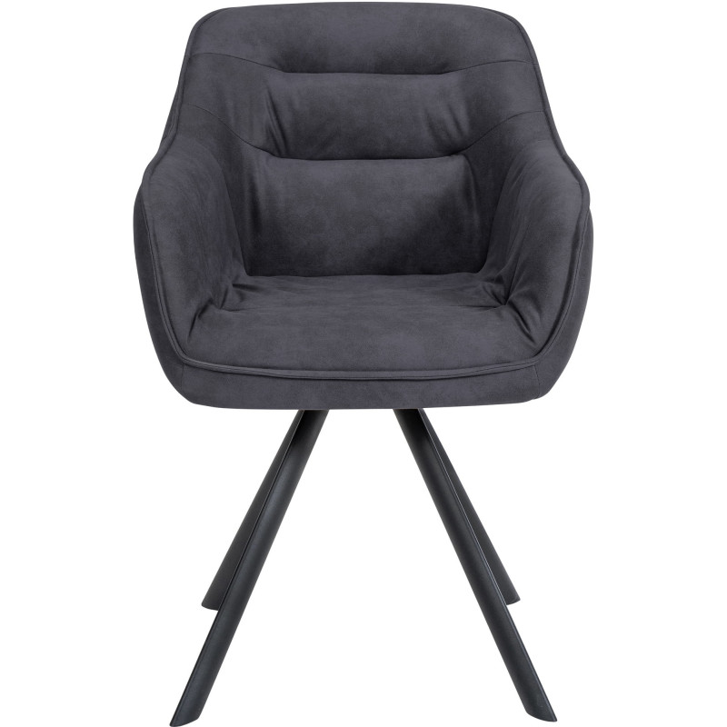 Fauteuil de table pivotant moderne en Tissu microfibre Noir Vieilli Métal Noir Ardryn - 2
