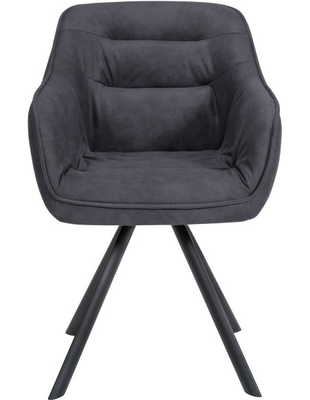 Fauteuil de table pivotant moderne en Tissu microfibre Noir Vieilli Métal Noir Ardryn - 2